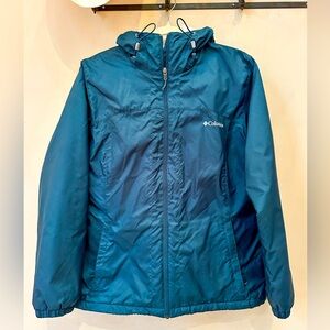 Columbia Switchback Sherpa Lined Jacket. Mallard Blue, with cream Sherpa. EUC
